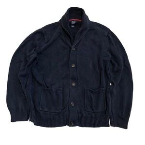 GAP Men's Navy Blue Chunky Knit Shawl Collar Cardigan Sweater XXL